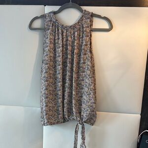Floral Sleeveless Top with Tie Hem